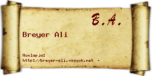 Breyer Ali névjegykártya